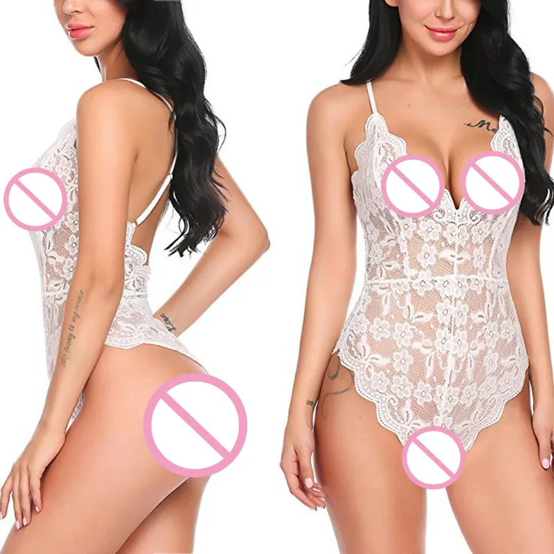 

Women Lace Bodysuit Women Halter Lingerie Backless Sexy Jumpsuit Overalls Sleepwear
