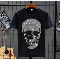 hot selling mens t shirts in summer tees shiny rhinestone skull style loose short sleeve trend oversized o neck tops 5xl size