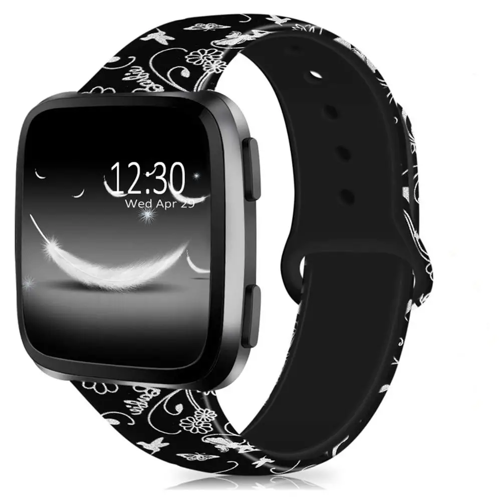 Fitbit Versa, ремешок, силиконовый сменный ремешок с цветочным леопардовым принтом, браслет, браслет, Ремешки для наручных часов для Fitbit Versa - Цвет ремешка: Flower Fairy