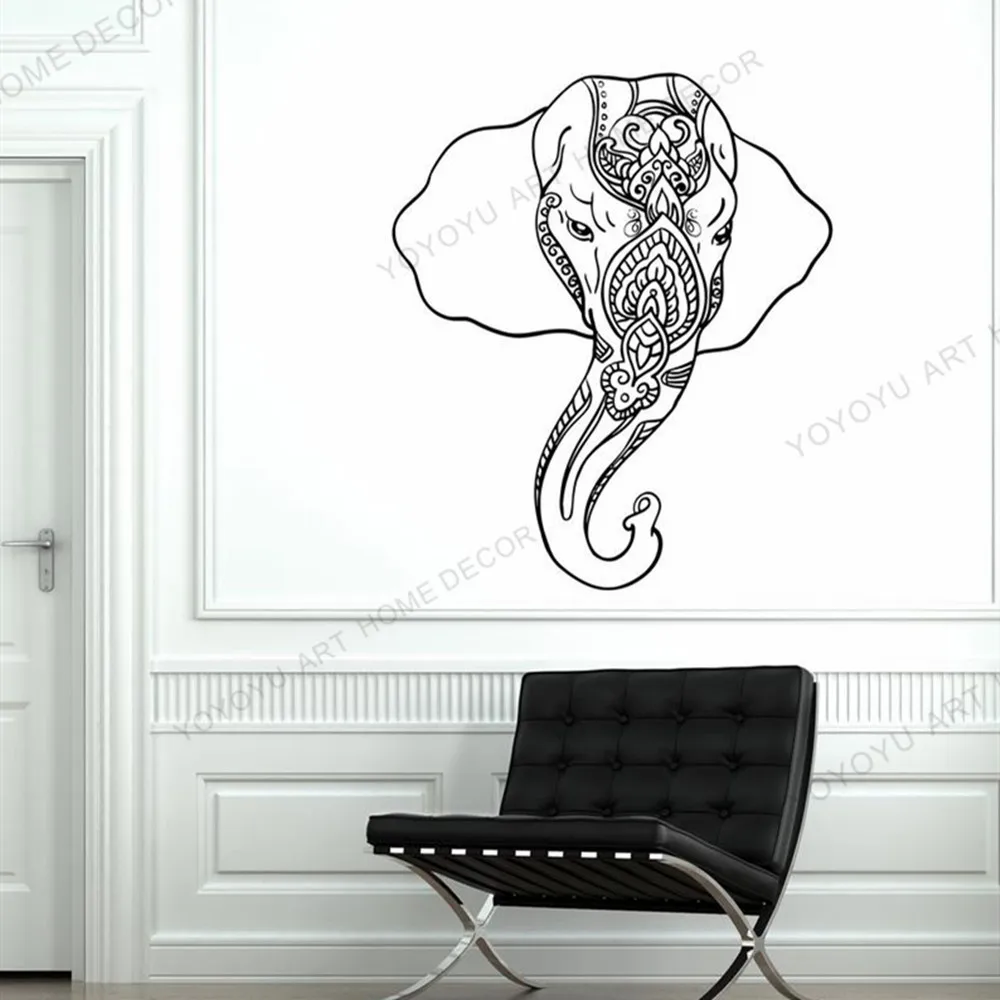 Современная Настенная виниловая наклейка со слоном в индийском стиле с