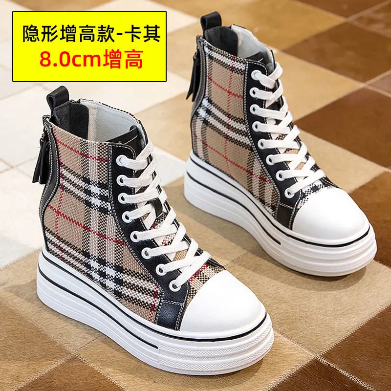 

Canvas Shoes for Women 2021autumn New Breathable Fashion All-Match White Thick Bottom Height Increasing Insole Women's Shoes