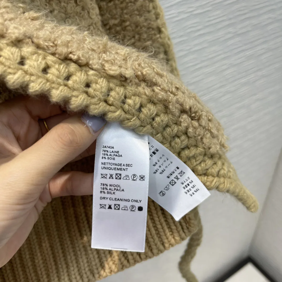 

Camel Hooded Jacket Women Fashion Twist Rope Tie Knitted Hollow Out Jackets Luxury Brand 78% Wool Slim Short Jackets Autumn 2021