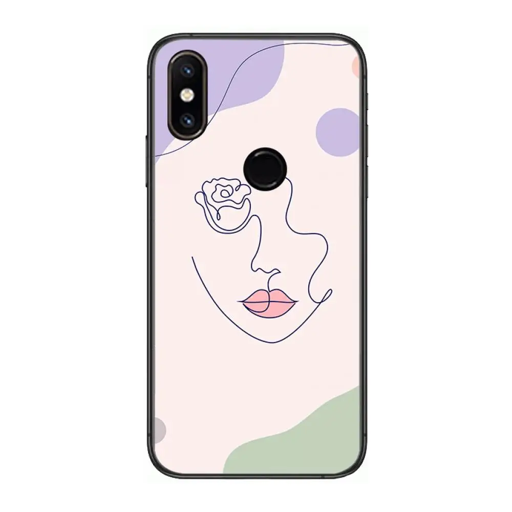 

Simple line art drawing Phone Case For xiaomi M2 C3 X3 F2 Lite NFC 6 5 x Poco k30 Pro Anime Black Cover Silicone Back Pretty