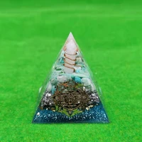 handmade orgonite pyramid 60mm white crystal pillar in copper circle with blue sandstone emf protection orgone energy