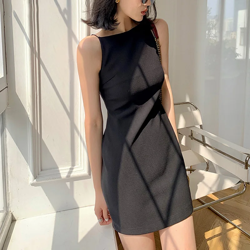 

Sister Fara Sleeveless Skinny Summer Women's Dress 2021 New Elegant Spaghetti Strap Sexy Mini Short Dress Casual Women's Dresses