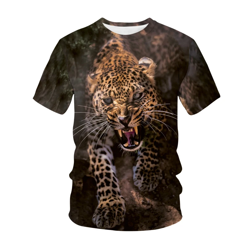 Модные 3D с леопардовым принтом на каждый день в стиле Харадзюку для женщин Летняя