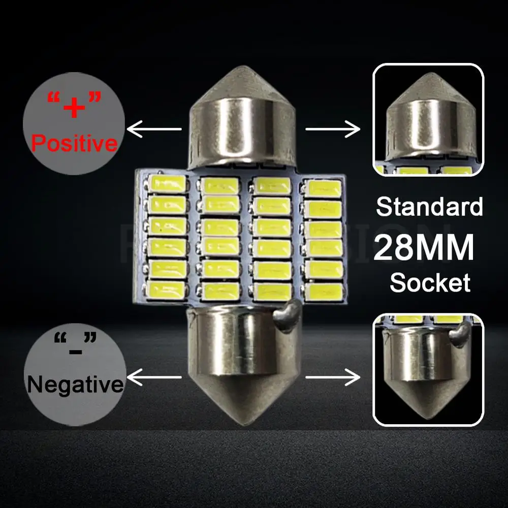 2 шт 1 44 Вт 28 мм 31 36 3014 24SMD 6000K C5W C10W гирлянда светодиодный Внутренний Карта купольная