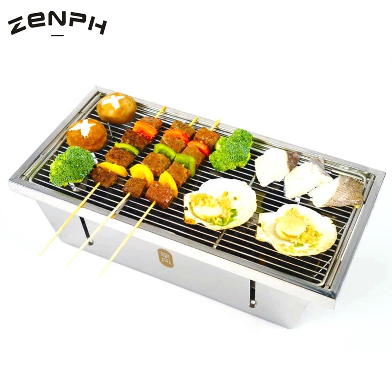 Zenph для пикника барбекю портативный гриль нержавеющая сталь складная плита