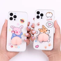 cute peach butt soft silicone phone case for iphone 12 11 pro max mini 7 8 plus x xr xs max funny dog cartoon cover capa shell