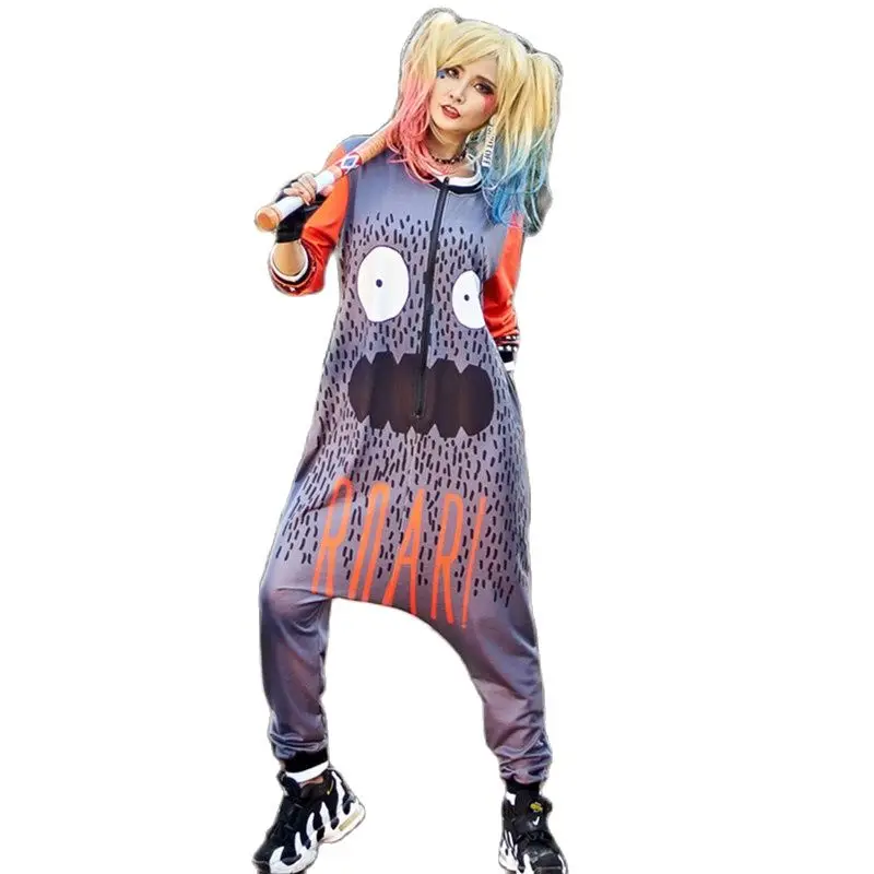 

Women Jumpsuits Playsuits Hip Hop Dance Harem Pants Trousers Personality Loose Cartoon Long Pants Rompers Playsuit