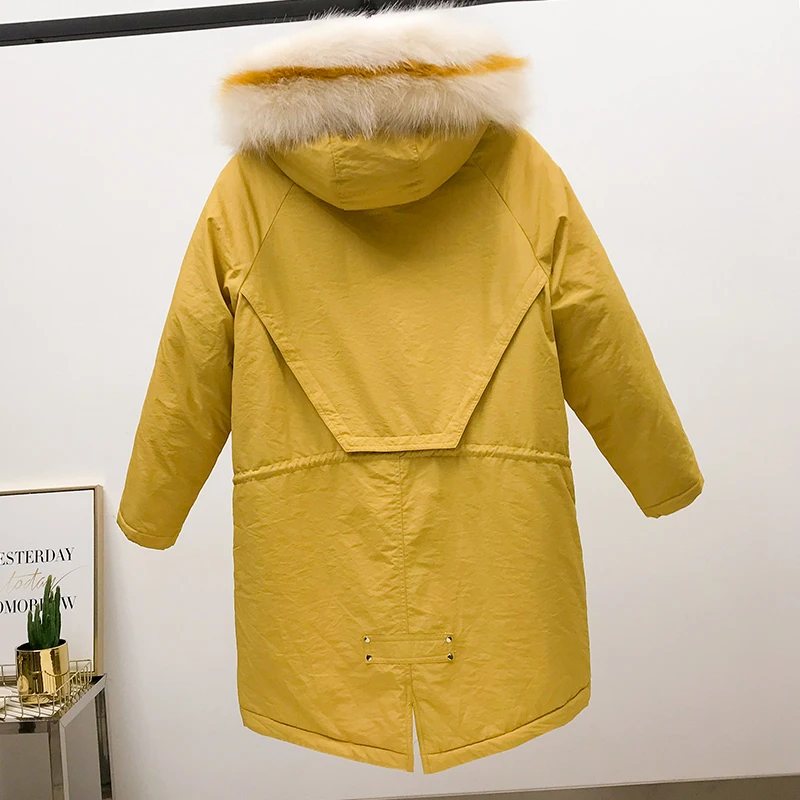 Зимняя теплая длинная парка с хлопковой подкладкой Женская куртка капюшоном