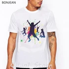 Дизайнерские мужские футболки для танцев с акварельными людьми, летняя крутая хипстерская уличная одежда, белая фотофутболка под заказ
