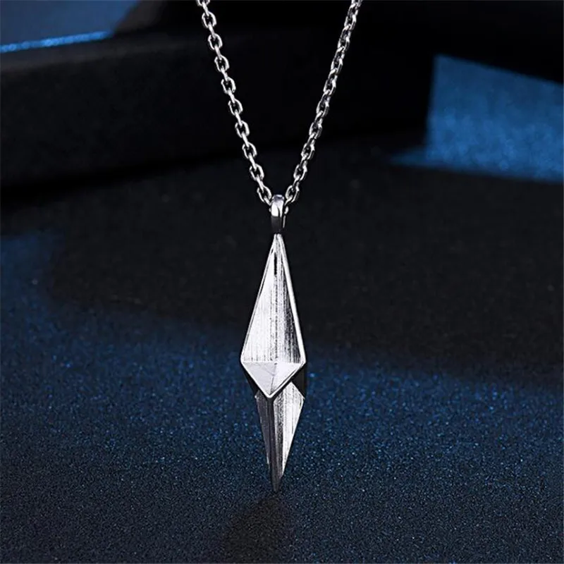

Простое модное мужское ожерелье серебряного цвета хип-хоп геометрическое ожерелье с подвеской в виде ромба Мужские Ювелирные изделия Аксе...