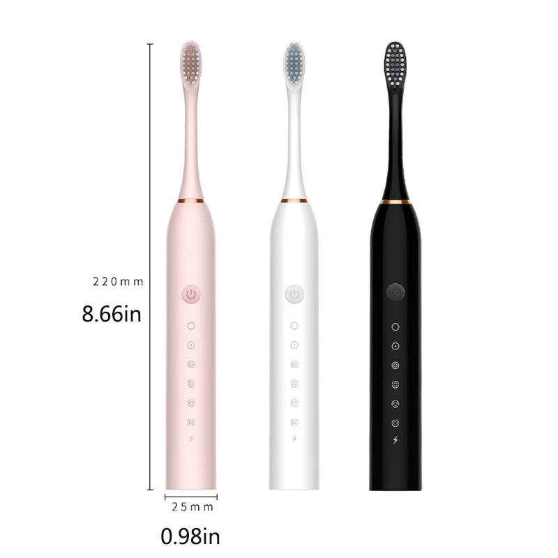 

Sonic electric adult toothbrush, 6 modes, USB rechargeable, ultrasonic, waterproof, with 4 replacement heads