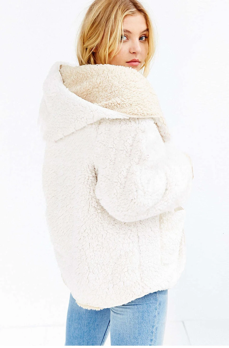 Женское плюшевое пальто из искусственного меха зимняя теплая пушистая куртка с