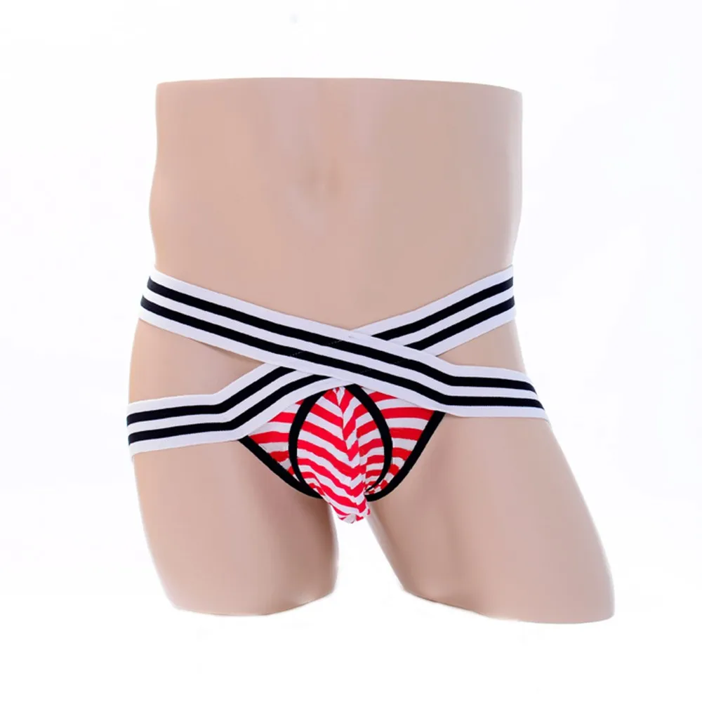 

Open Butt Panties Briefs Men Fashion Nightclub Stretch Sexy T-Back Underpants Striped Undies Thong Mens Underware Brief