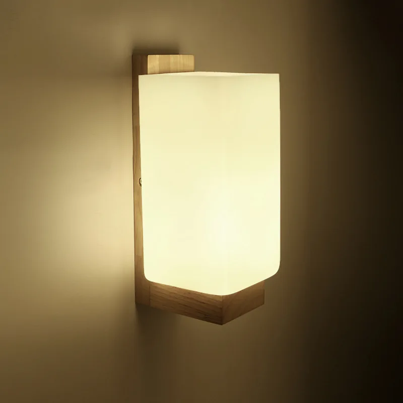 

European-Style Living Room Oak Wall Lamp Led Simple Solid Wood Corridor Lamp Warm Bedroom Bedside Lamp