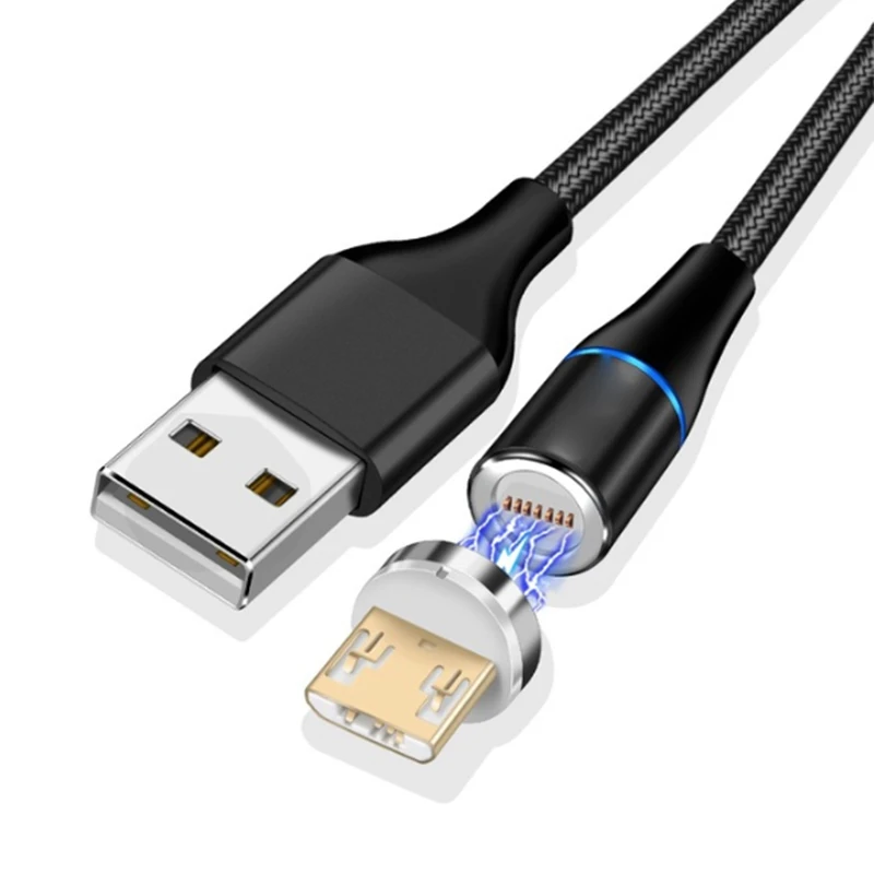 Black Micro Cable 1 м 2 м 3 а быстрый Магнитный зарядный кабель с 360 вращением круглые USB кабели для samsung Galaxy S9/S9 Plus/S10/S10e/S10Plus - Цвет: Black Micro Cable