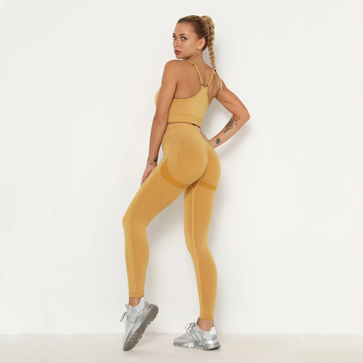 

Women's Sportswear Yoga Sets Workout Clothes Athletic Wear Sports Gym Legging Seamless Fitness Bra Crop Top Sleeveless Yoga Suit