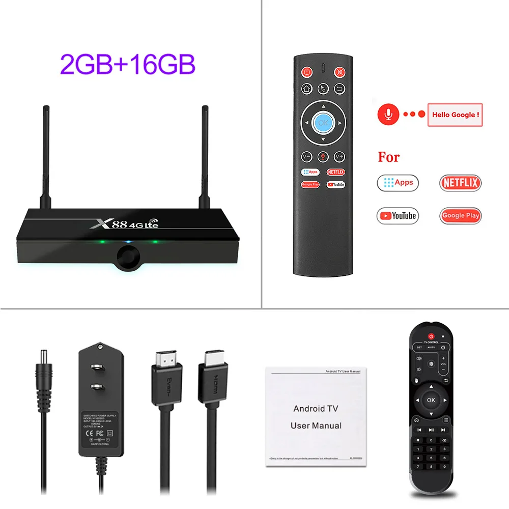 2G 16G T1 Voice Reme X88 4G Lte Android 7,1 ТВ-бокс на Rockchip RK3328 поддержка 4G Nano sim-карта 2 Гб 16 Гб двойной Wifi 4K 60fps USB3.0 Google Play Store Yout - Цвет: 2G 16G T1 Voice Reme