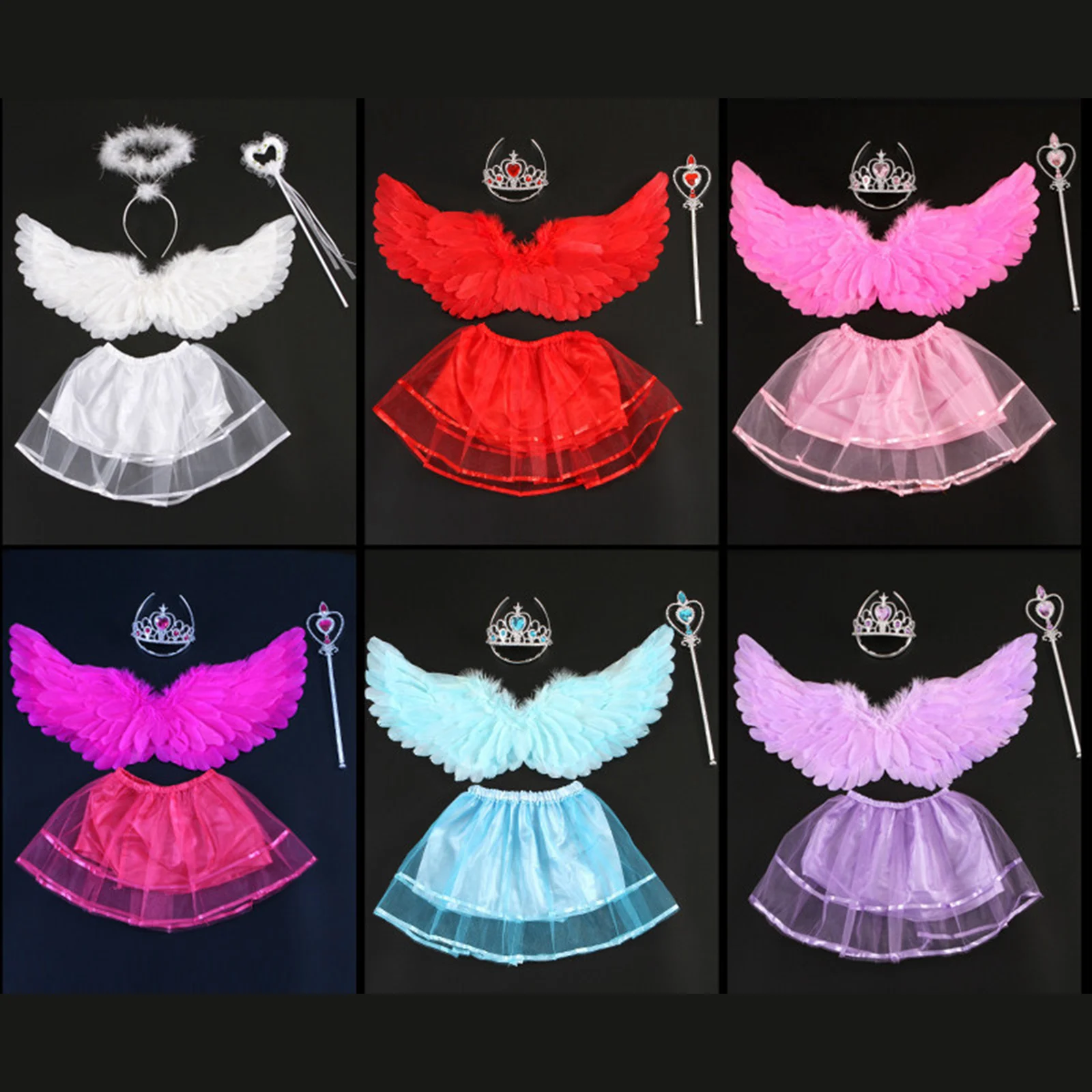 

Angel Wings White Feathers Adult Children Show Makeup Theme Party Decoration Halloween Props Flower Girl Dress Up