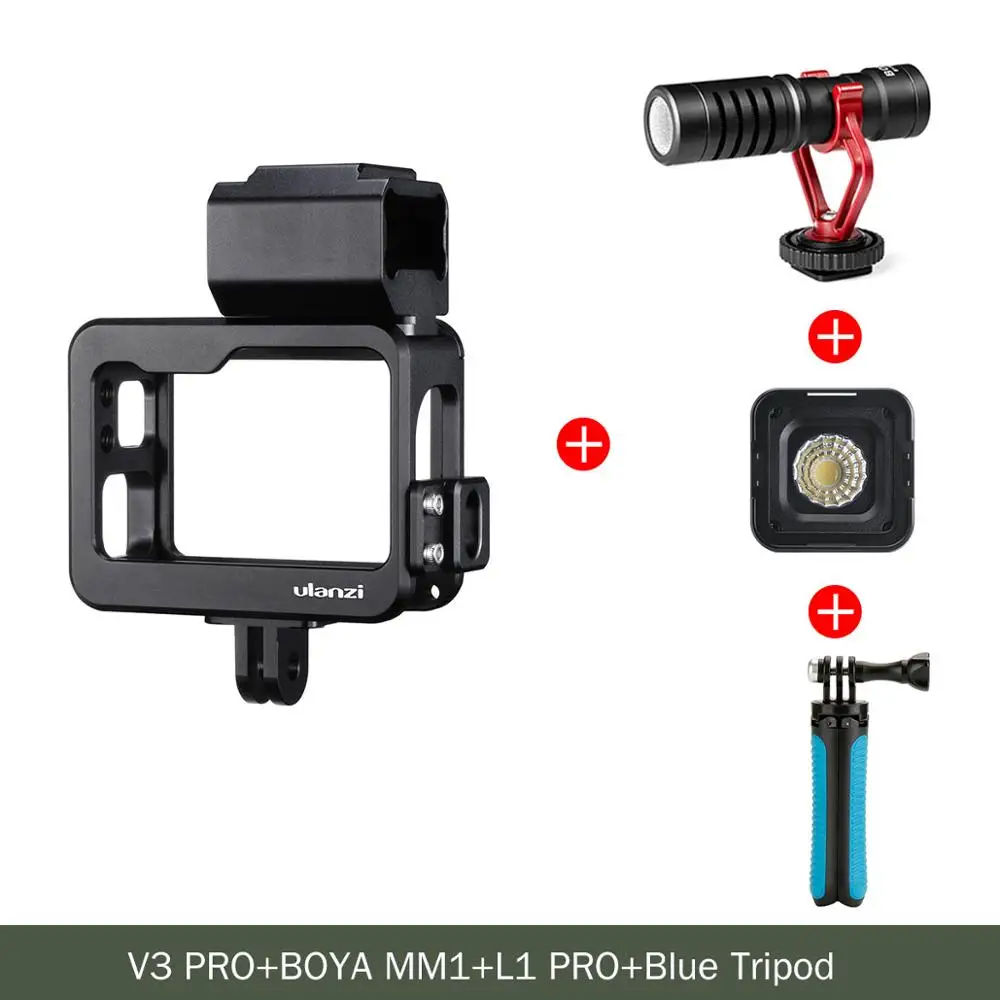 Серый цвет Защитная рамка для камеры Gopro Cage Hero 7 6 5 с фильтром, аксессуары для экшн-камеры с горячим башмаком для светящийся микрофон - Цвет: Серый цвет