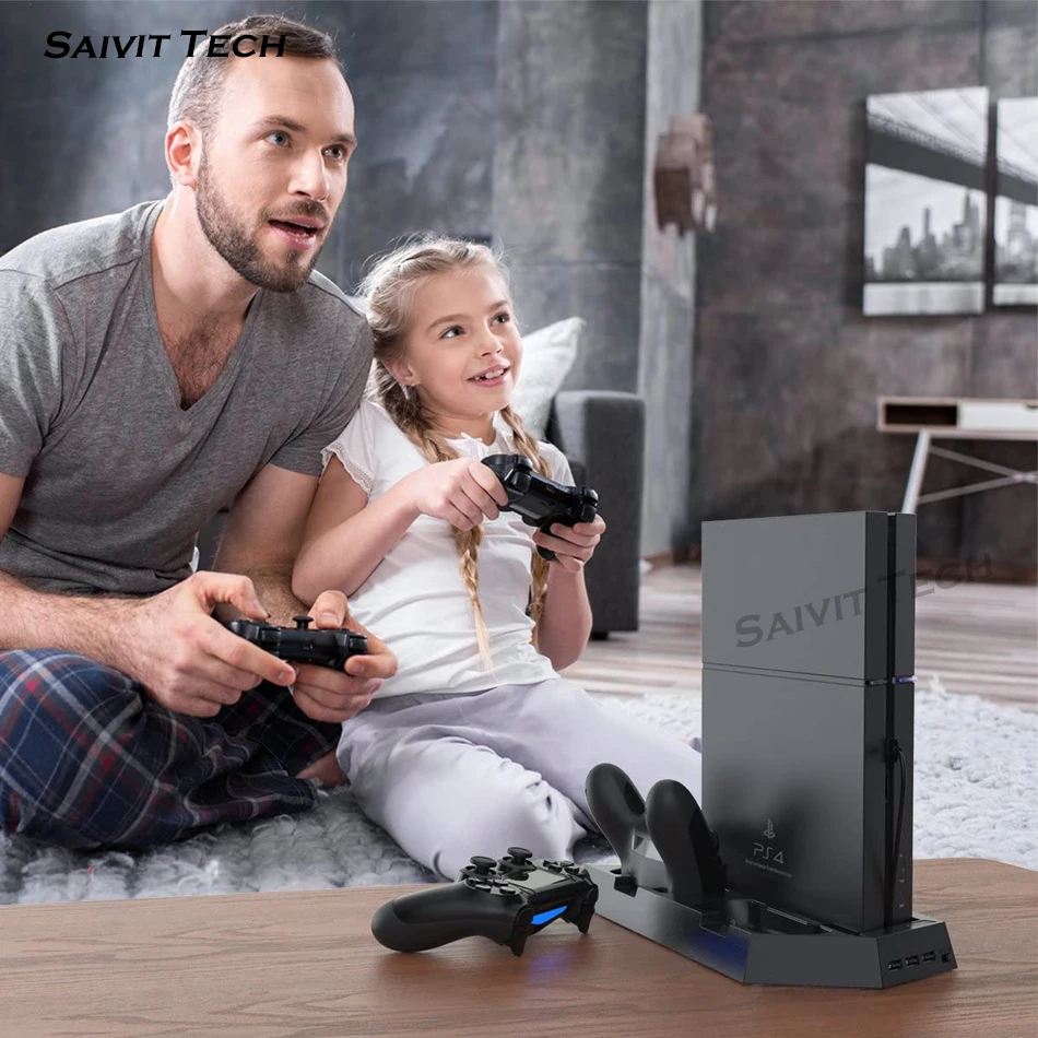 2 в 1 Подставка для охлаждения PS4/PS4 Slim/ Vertical с зарядным устройством двух