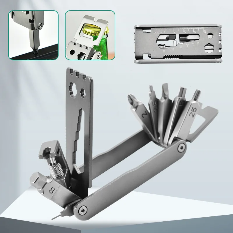 

High quality Multi-function 17 in 1 Gadget Stainless Bicycle Bike Repair Portable Portable Tool accessories Multitool Tool