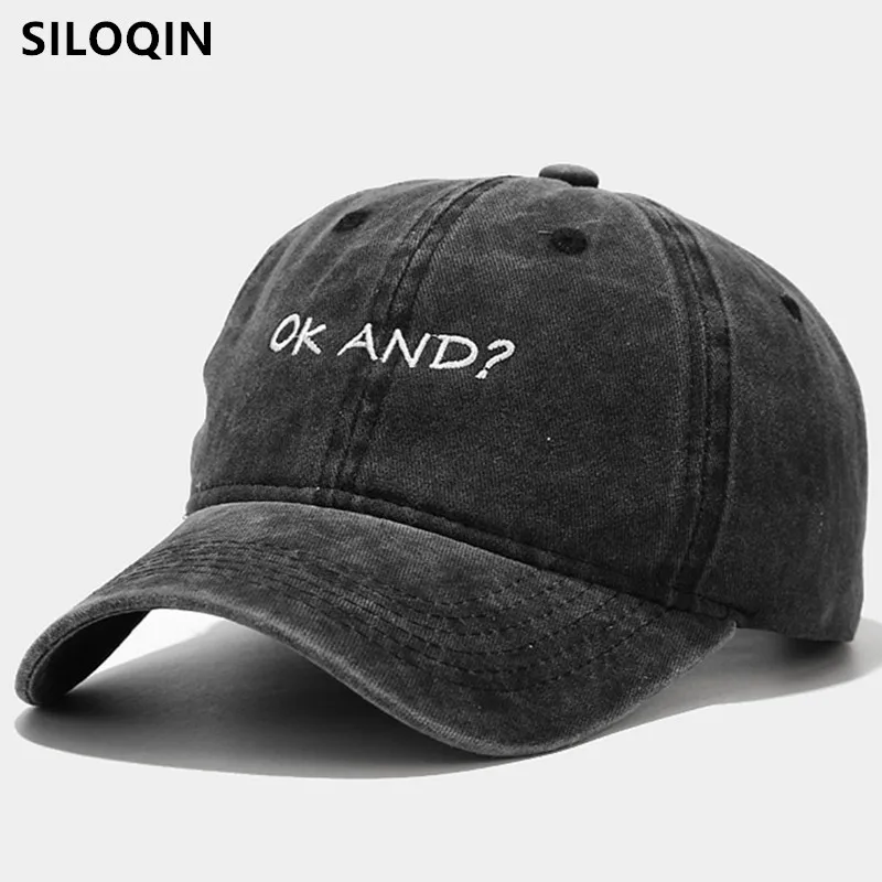 

SILOQIN Snapback Cap Men Women Washed Cotton Baseball Caps Adjustable Size New Casual Retro Couple Letter Embroidery Sports Cap