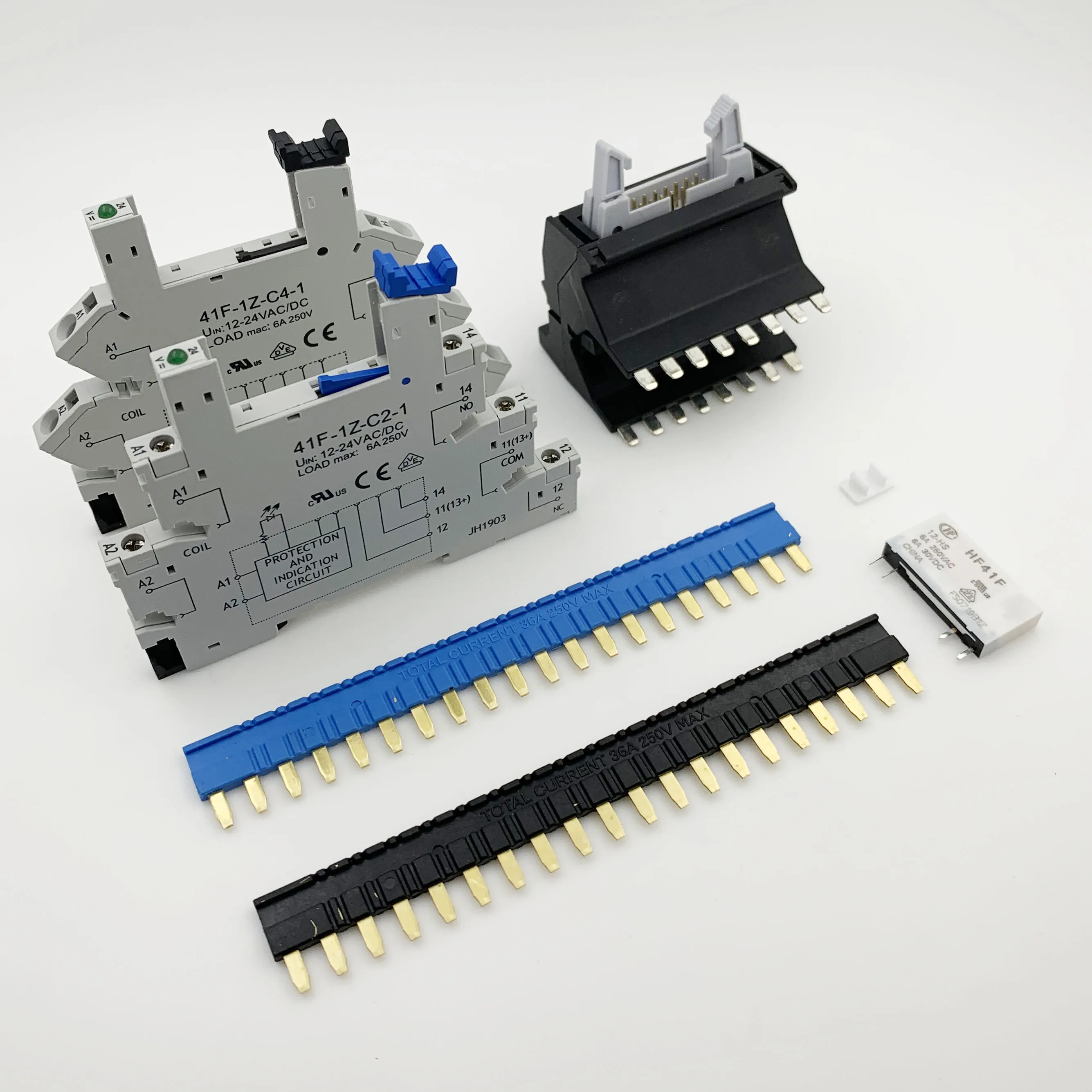 

RELAY SOCKETS 41F 41FF DIN Rail Snap Mount contact bridge 20Pin jumpers shorting relay shorting bar