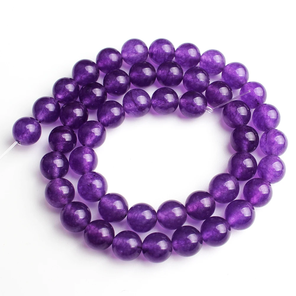 

Natural Stone Beads Purple Chalcedony Round Loose Spacer Beads For Jewelry DIY Making Bracelets Necklace 6/8/10/12mm
