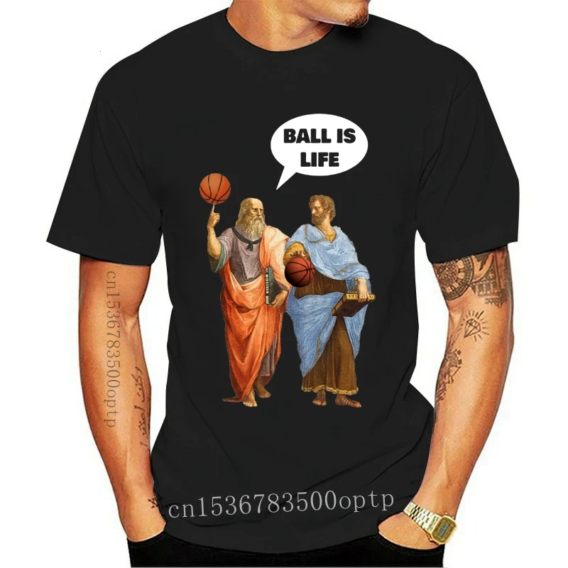 

Design Men tshirt Plato Aristotle Basketball Ball Is Life - Philosopher Shirt(2) cool Printed T-Shirt tees top
