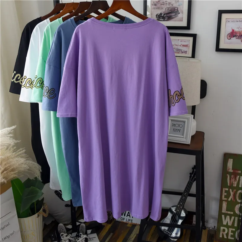 Футболка с короткими рукавами из чистого хлопка женская футболка средней длины