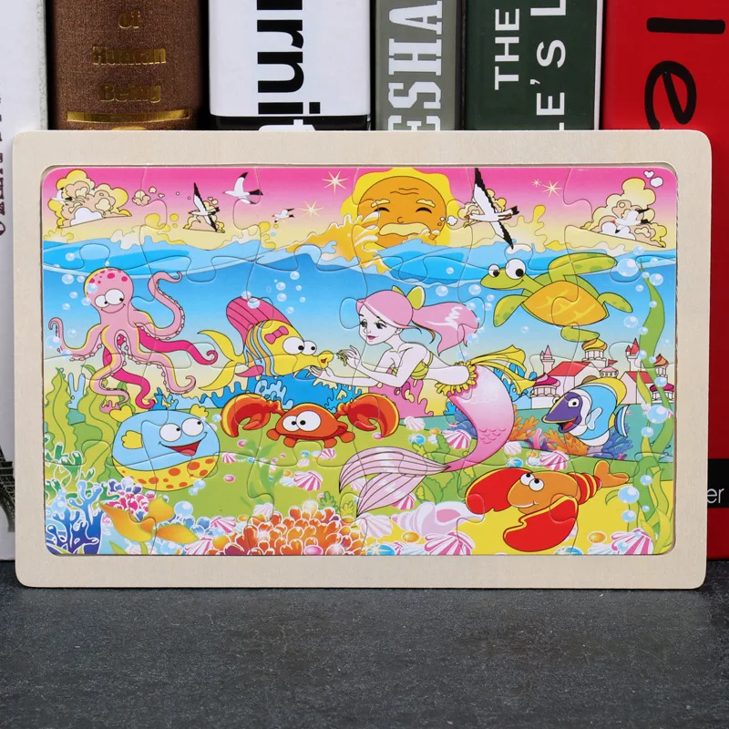 

24 Slice Wood Puzzles Children Adults Vehicle Puzzles Wooden Toys Learning Education Environmental Assemble Educational Games
