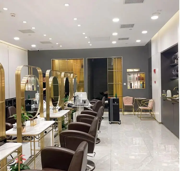 Barbershop зеркало со светом веб-прически знаменитостей салон Специальная нержавеющая сталь двухстороннее зеркало для стрижки волос
