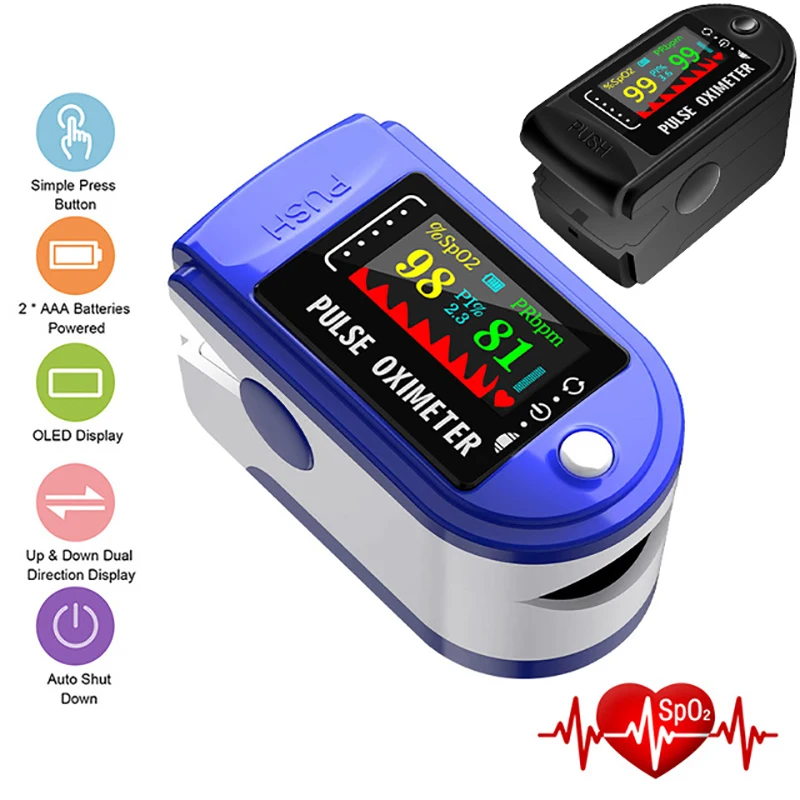 Пульсоксиметр Пальчиковый цифровой для измерения уровня кислорода в крови и