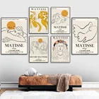 Винтажные скандинавские постеры и принты Matisse Line Girl Bird, настенная живопись на холсте, настенные картины для декора гостиной