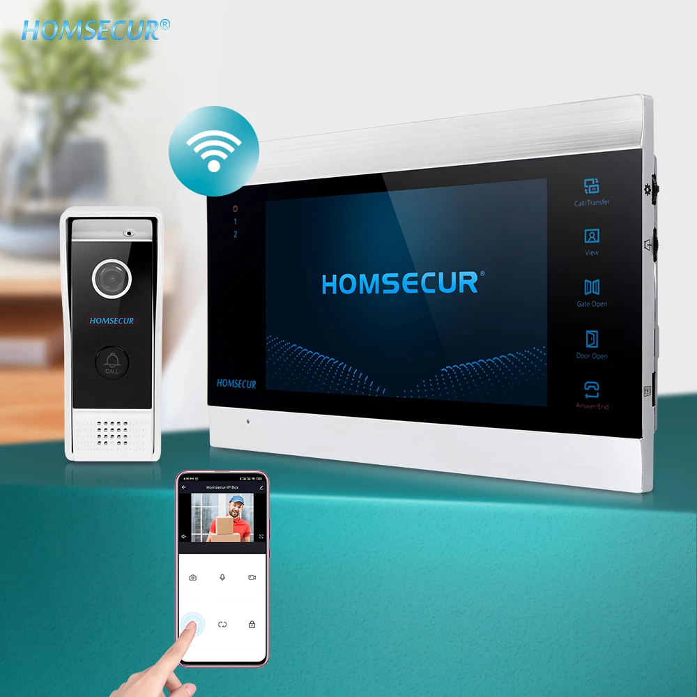 

HOMSECUR 7" WIFI Video Door Phone Intercom System with Recording & Snapshot Multi-language BC031HD-B+BM705WF-B