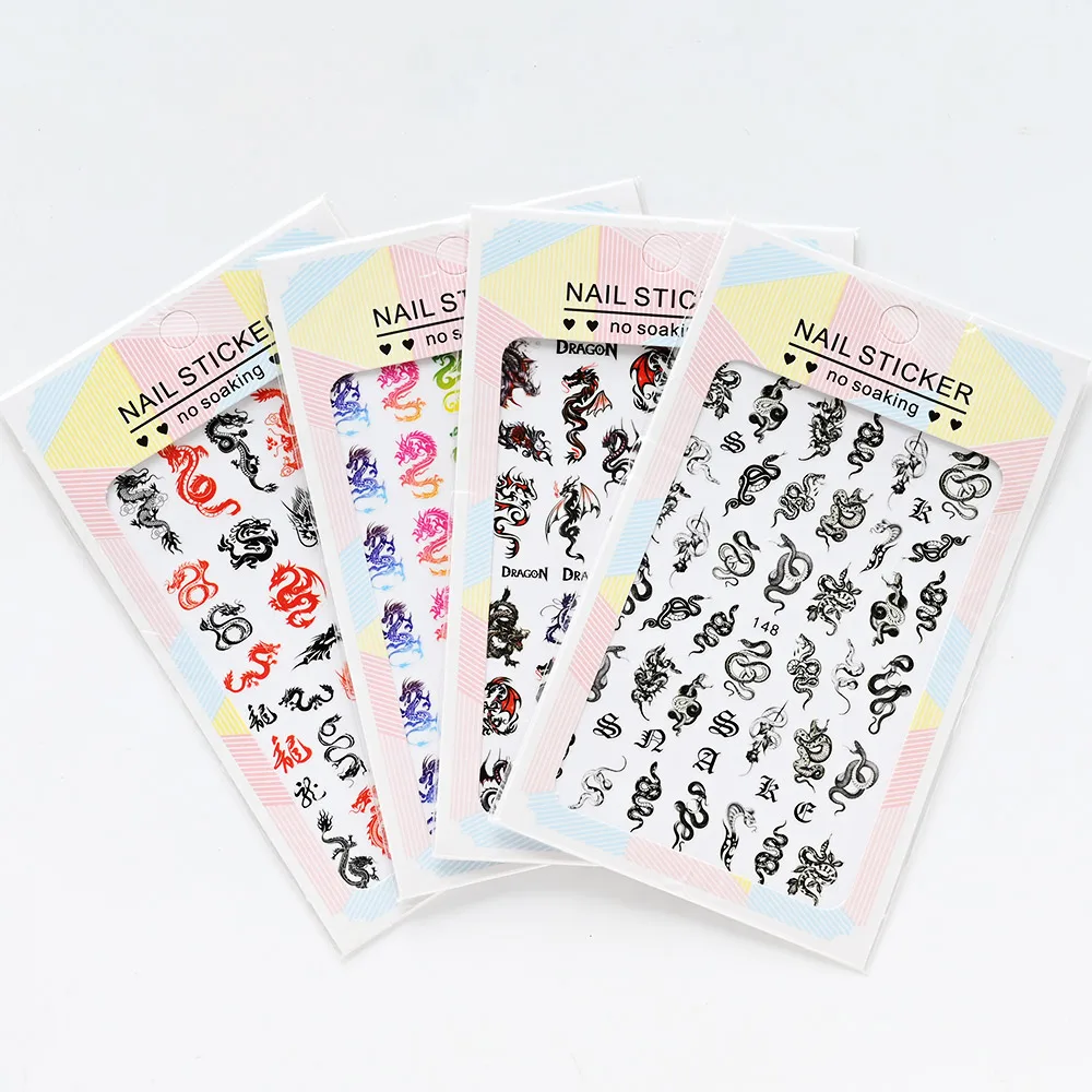 

1 Pcs 3D Dragon Totems Stickers for Nails Multiple Styles Self Adhesive Nail Art Accessories Beauty and Beast Pattern Nail Foils