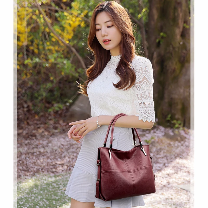 Женские кожаные сумки высокое качество 2019 женская мягкая кожаная сумка на плечо