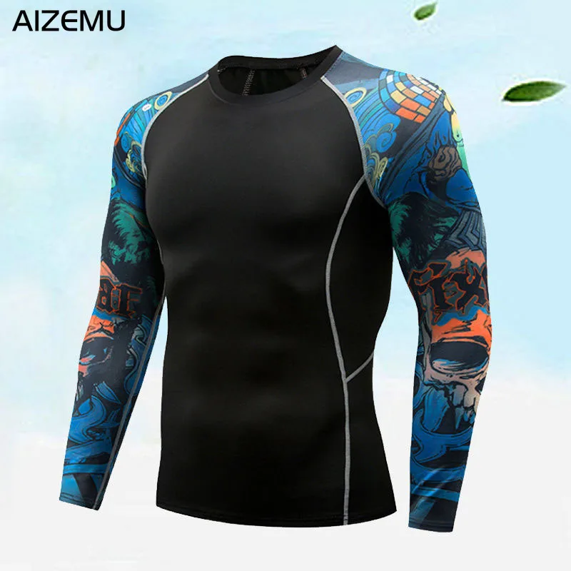 

Sport Compression Shirts Men Running Long Sleeve T shirt Quick Dry Gym Cycling Tops camiseta fitness hombre gym shirt men