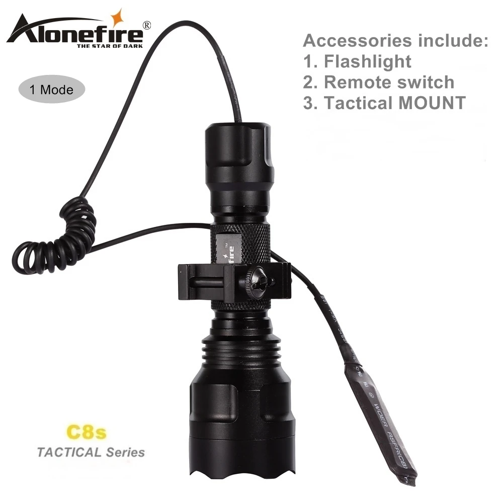 AloneFire C8 тактический флэш-светильник CREE XM-L T6 светодиодный фонарь Крепление для страйкбола прицел ружья охотничий светильник 18650 батарея - Цвет: C8T6-1 25DK-A