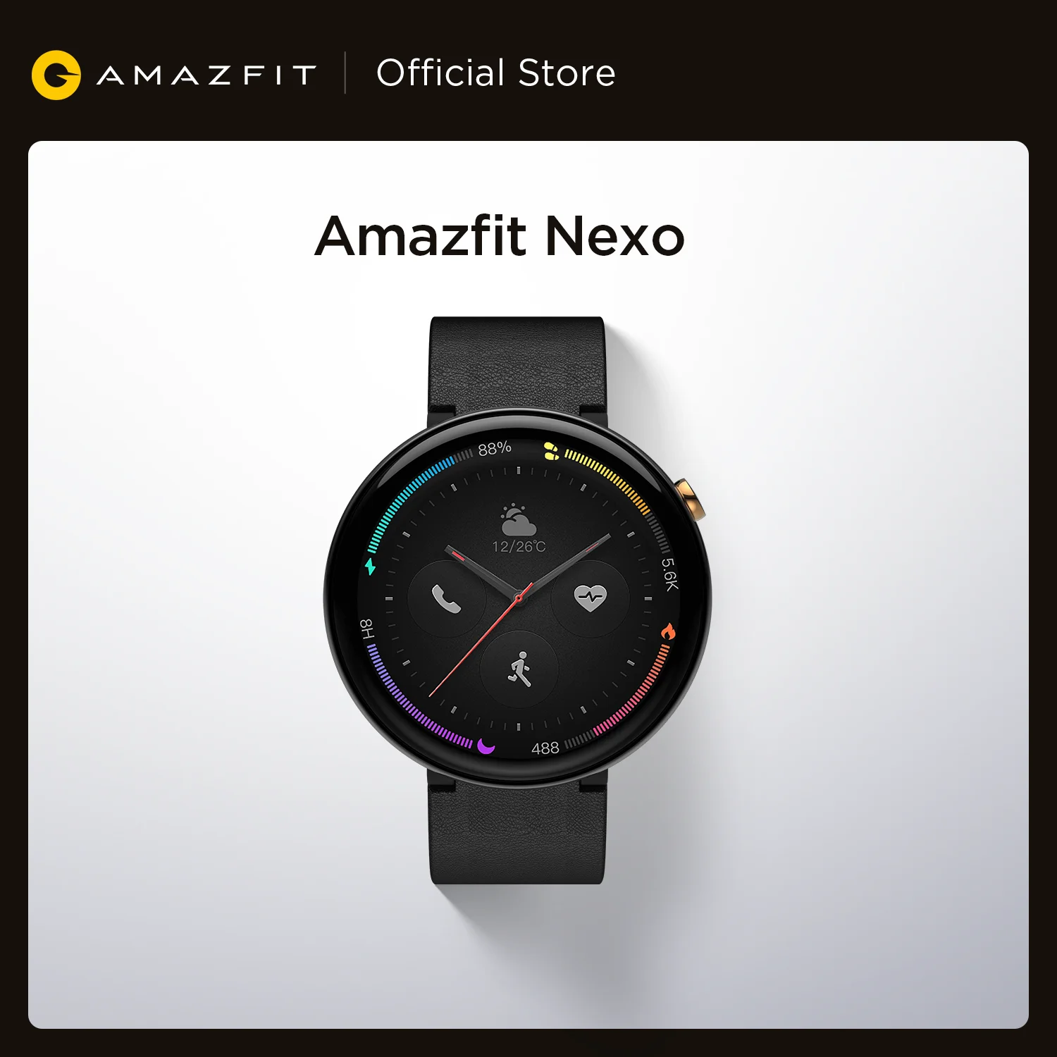 Amazfit Smartband modelo Nexo, versión Global, con bisel de cerámica, 10 modos deportivos, GPS Glonass, Pantalla AMOLED de 1,39 pulgadas para teléfono celulares Android