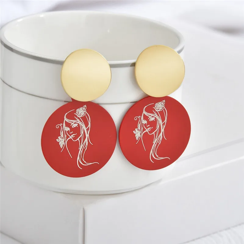 2020 летние красные висячие серьги корейские Очаровательные Круглые длинные в