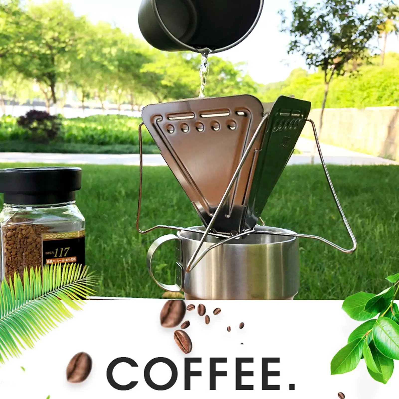 

Portable Stainless Steel Foldable Travel Pouring Coffee Filter Rack Funnel Tool Coffee Filter Rack