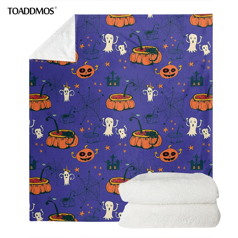 

Мягкое Флисовое одеяло TOADDMOS с милым рисунком призрака тыквы на Хэллоуин удобное тонкое зимнее покрывало для сна домашнее постельное белье