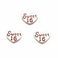 new style 10pcslot sweet 16 charms heart floating charms for floating memory charms lockets diy jewelry