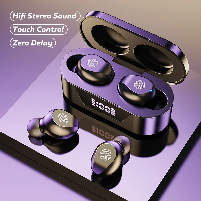 

Bluetooth wireless headset 5.1, touch control headset, stereo, sports, waterproof, TWS, microphone