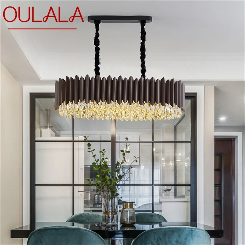 

OULALA Black Chandelier Rectangle Lamp Fixtures Postmodern Luxury Pendant Light Home LED Decorative for Living Dining Room