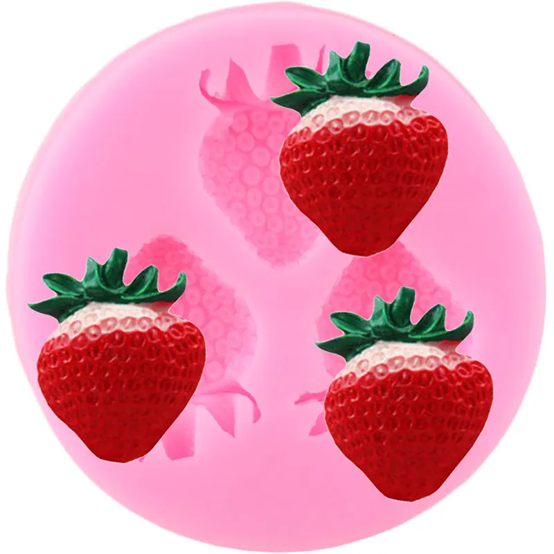 

3D Strawberry Silicone Mold Cupcake Topper Fondant Molds DIY Cake Decorating Tools Candy Resin Clay Chocolate Gumpaste Moulds